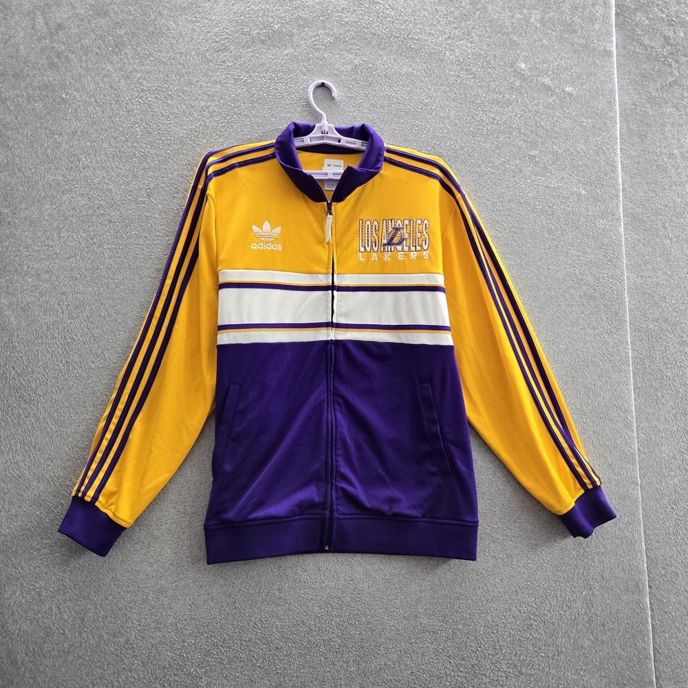 Los Angeles Lakers Men Track Jacket XL Purple Embroidered Adidas Colorblock 90s